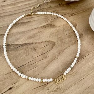 Pavé Gold “LOVE” & Pearl Necklace